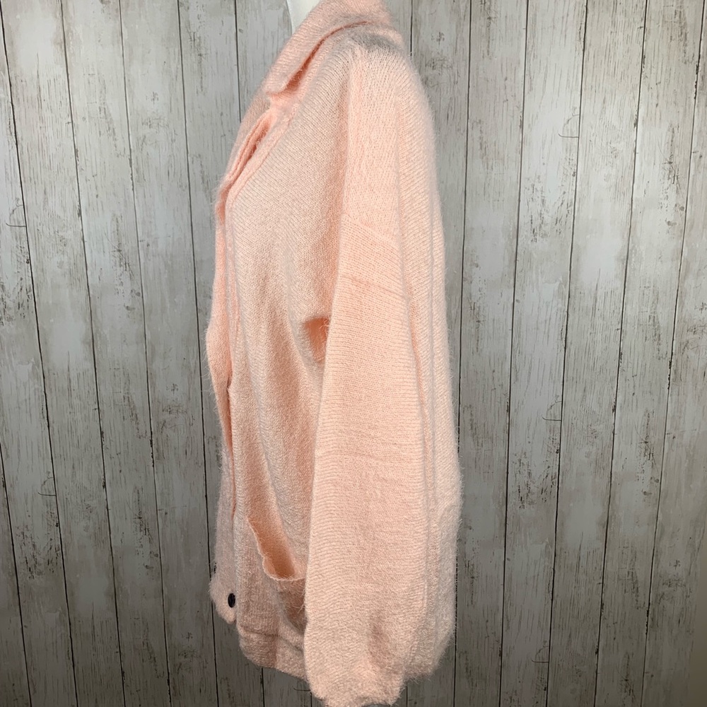 🔥COZY CARDIGAN🔥WARM FUZZY DOUBLE BREASTED POCKET CARDIGAN SWEATER PINK NWT - Picture 6 of 9